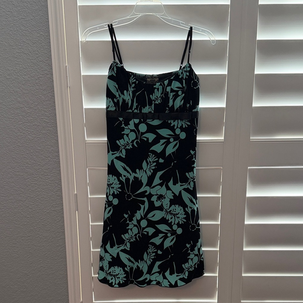 Love Tease Black and Green Patterned Mini Dress